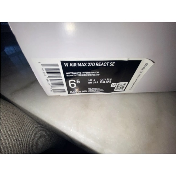Size 6.5 - Nike Air Max 270 React SE Hyper Crimson White - Picture 5 of 5